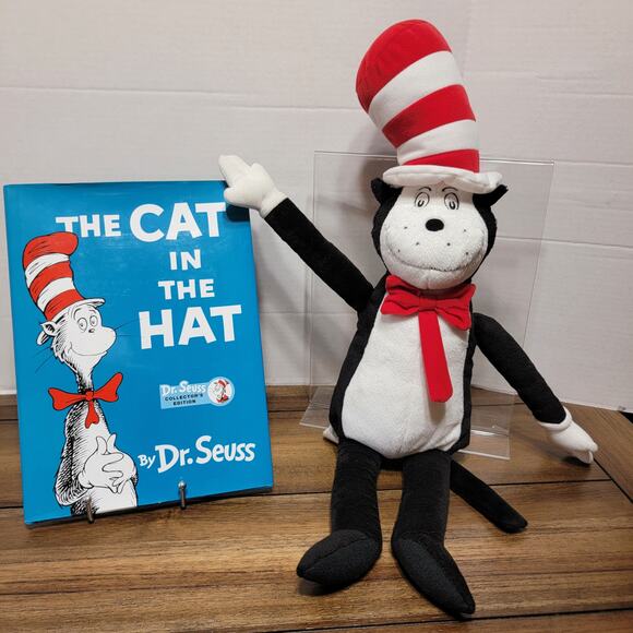 Set of 2 Dr. Seuss "The Cat In The Hat" Book + Plush - Picture 1 of 5